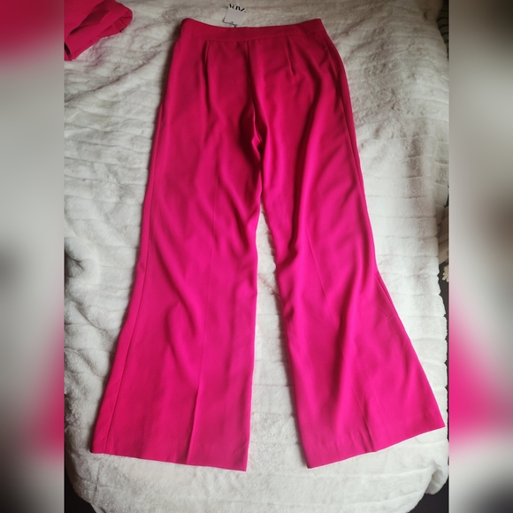 ZARA SET Tuxedo Collar Blazer Belted & Pants neon Fuschia: Sizes S,M,LBNWT - Picture 6 of 12